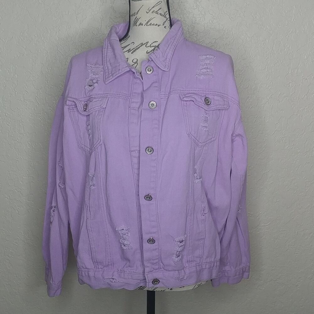 Wear Jeans Distressed Jean Jacket Purple Size S